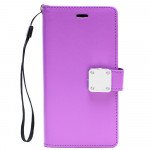 Wholesale iPhone 8 Plus / iPhone 7 Plus Multi Pockets Folio Flip Leather Wallet Case with Strap (Purple)